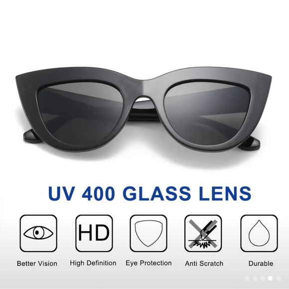 Cat Eye Fashion Sunglasses Black - Picture 4 of 8